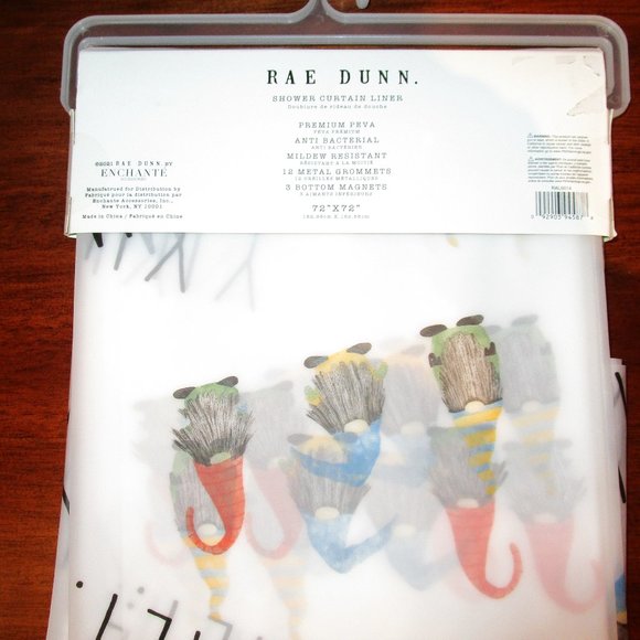 Rae Dunn Gnome FAMILY Shower Curtain Liner NWT - Picture 1 of 8